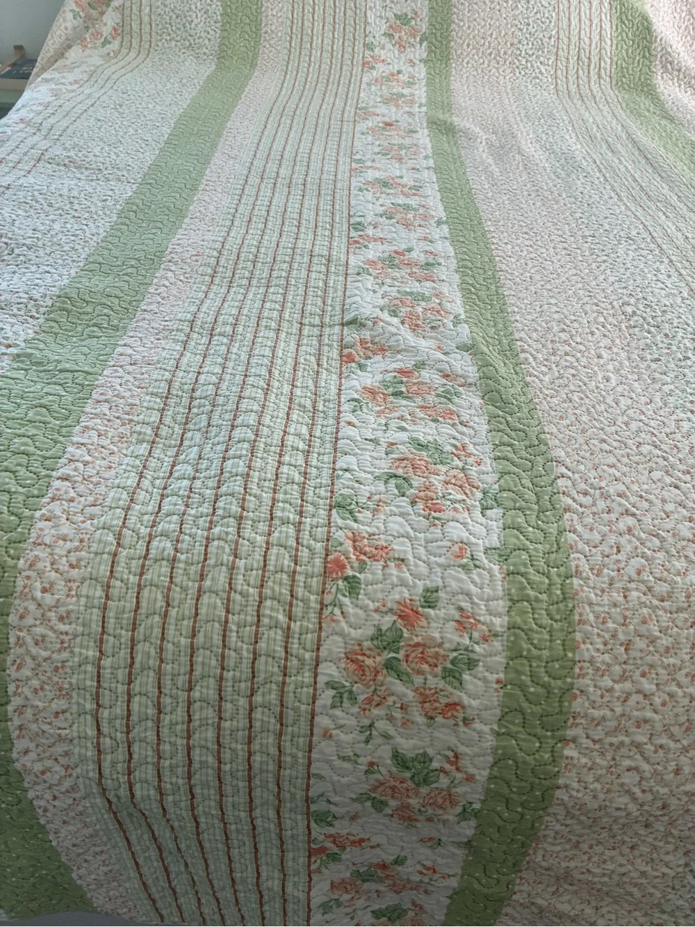 Finely Stitched Home Queen Quilt Shabby Patchwork Vintage Pink Rose Cottage Chic